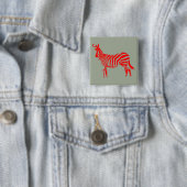 Zebra Red Silhouette Button Badge Pin (In situ)