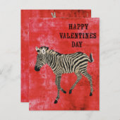 Zebra Red Valentijnsdag Briefkaart (Voorkant / Achterkant)