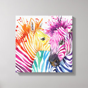 Zebra Regenboog Canvas