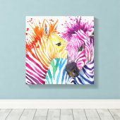 Zebra Regenboog Canvas (Insitu (Houten vloer))
