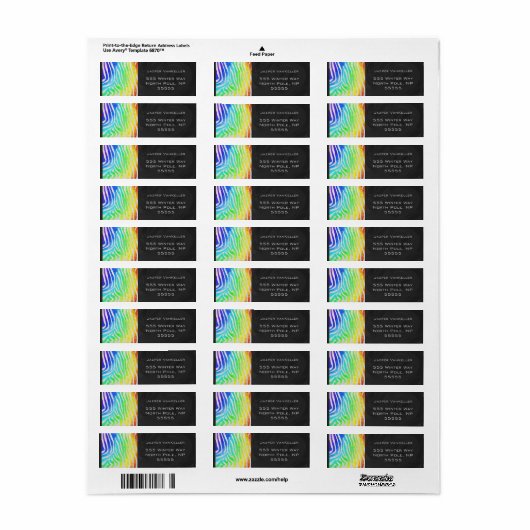 Zebra regenboog en witafdrukken etiket (Full Sheet)