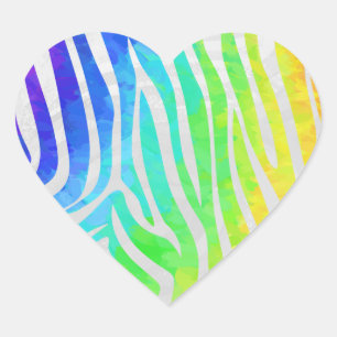 Zebra regenboog en witafdrukken hart sticker