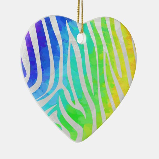 Zebra regenboog en witafdrukken keramisch ornament (Rechts)