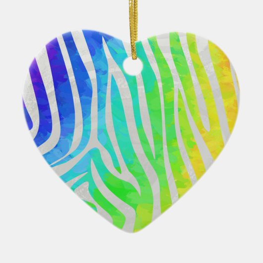 Zebra regenboog en witafdrukken keramisch ornament (Voorkant)