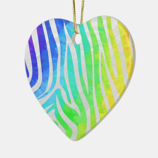 Zebra regenboog en witafdrukken keramisch ornament (Links)