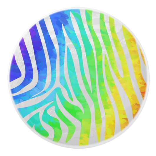 Zebra regenboog en witafdrukken keramische knop (Voorkant)