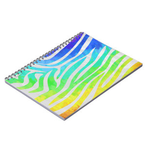 Zebra regenboog en witafdrukken notitieboek