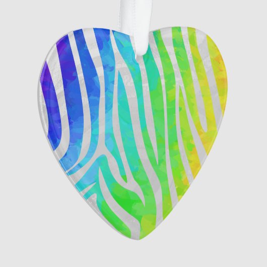 Zebra regenboog en witafdrukken ornament (voorkant)