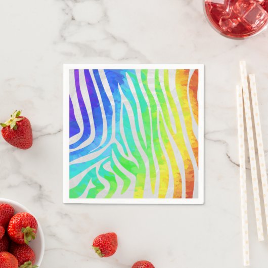 Zebra regenboog en witafdrukken servetten (Insitu)