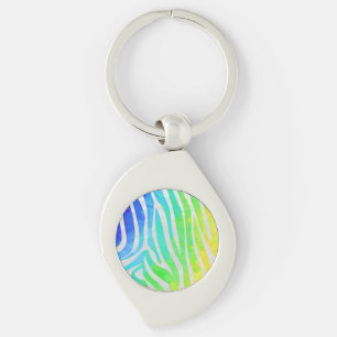 Zebra regenboog en witafdrukken sleutelhanger