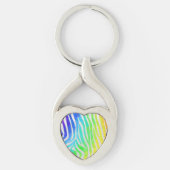 Zebra regenboog en witafdrukken sleutelhanger (Voorkant)