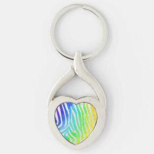 Zebra regenboog en witafdrukken sleutelhanger
