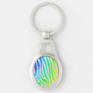 Zebra regenboog en witafdrukken sleutelhanger