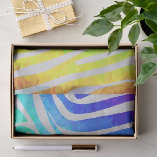 Zebra regenboog en witafdrukken tissuepapier (Geschenk)