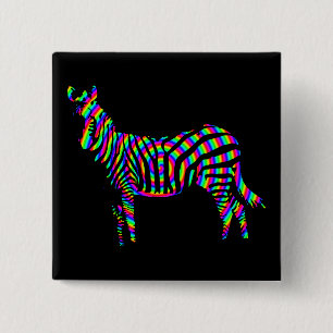 Zebra Regenboog Silhouette Knop Speldje