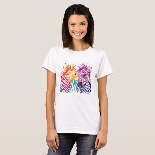 Zebra Regenboogsteegje T-shirt (Voorkant volledig)
