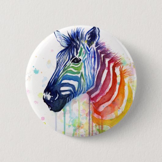 Zebra RegenboogWaterverf Button (Voorkant)