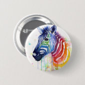 Zebra RegenboogWaterverf Button (Voorkant /achterkant)