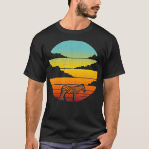 Zebra Retro Vintage 60s 70s Sunset Mammal Zoo Anim T-shirt