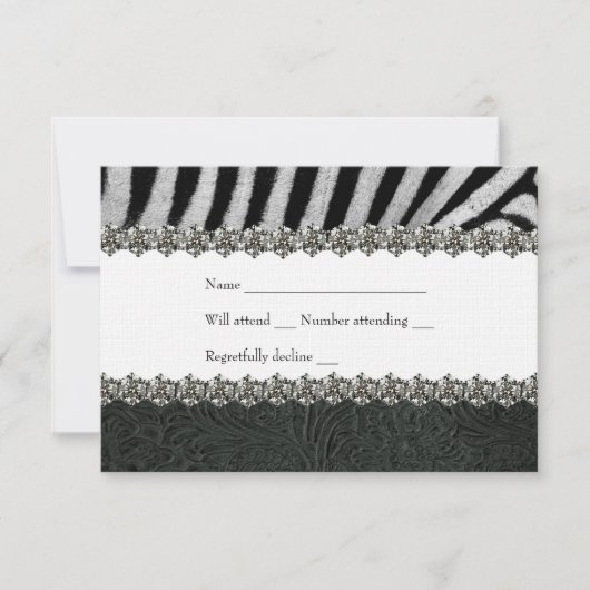 Zebra Rhinestone en cuir noir RSVP (Devant)