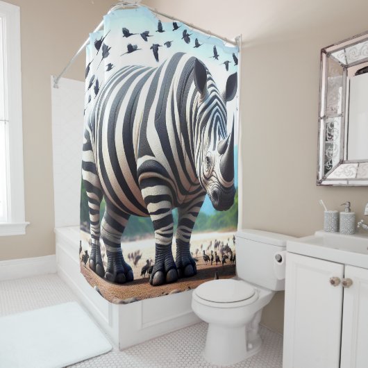 Zebra-Rhino Douchegordijn (In situ)