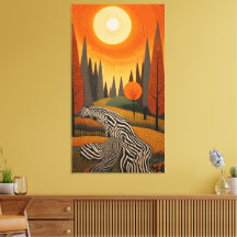 Zebra Rivier: Dot Art Zonsondergang in het Wild
