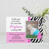 Zebra rose chaud Imprimer les premières invitation (Debout devant)