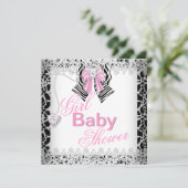 Zebra roze Baby shower Lace Kaart (Staand voorkant)