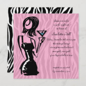 zebra roze; bachelorette kaart (Voorkant / Achterkant)