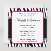 Zebra Roze Daisy Gedrukte Pareltjes 40e verjaardag Kaart (Achterkant)