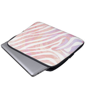 Zebra Roze en Wit Print Laptop Sleeve