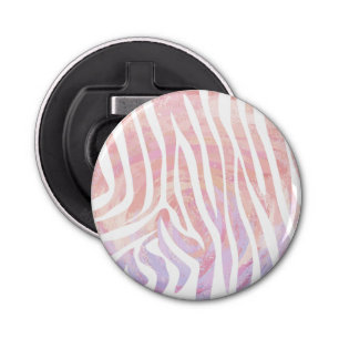 Zebra roze en witte afdrukken button flesopener