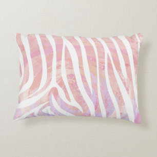 Zebra roze en witte afdrukken decoratief kussen