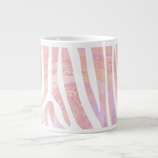 Zebra roze en witte afdrukken grote koffiekop (Voorkant)