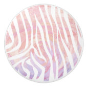 Zebra roze en witte afdrukken keramische knop (Voorkant)