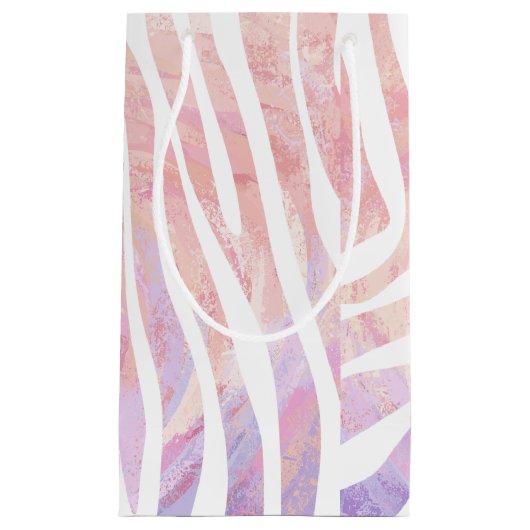 Zebra roze en witte afdrukken klein cadeauzakje (Voorkant)