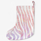 Zebra roze en witte afdrukken kleine kerstsok (Achterkant)