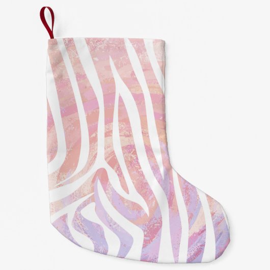 Zebra roze en witte afdrukken kleine kerstsok (Voorkant)