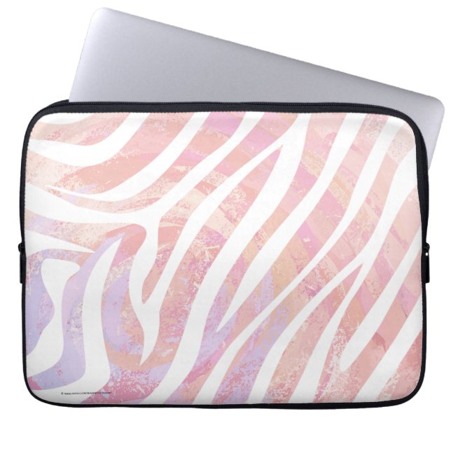 Zebra roze en witte afdrukken laptop sleeve (Voorkant)