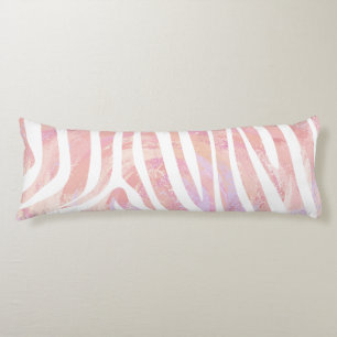 Zebra roze en witte afdrukken lichaamskussen