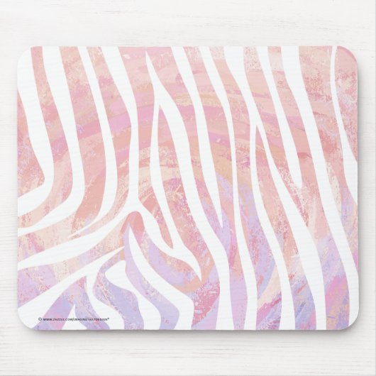 Zebra roze en witte afdrukken muismat (Voorkant)