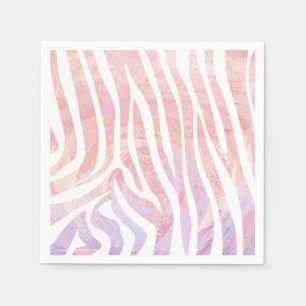 Zebra roze en witte afdrukken servet