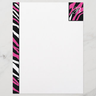 Zebra - Roze en witte briefhoofd