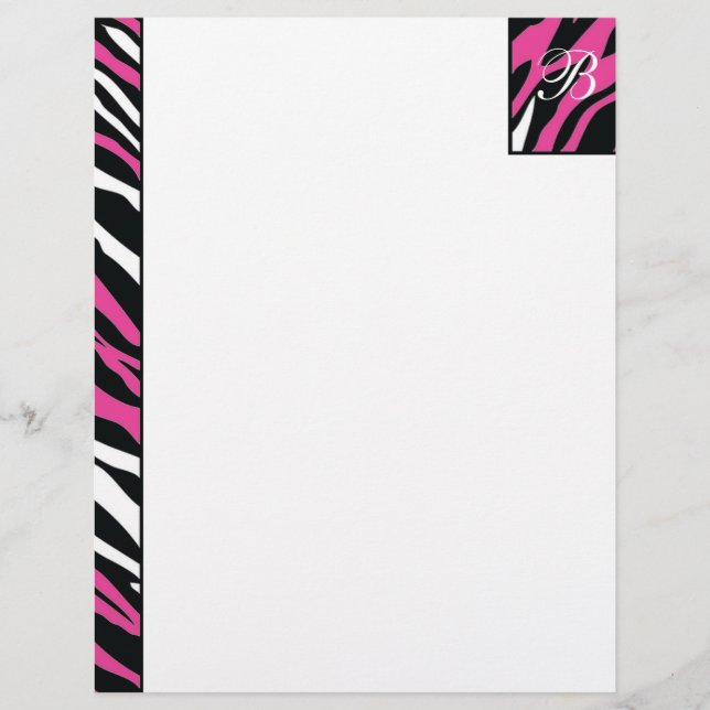 Zebra - Roze en witte briefhoofd (Voorkant)