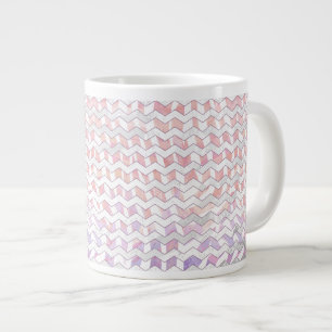 Zebra Roze en witte Chevron Extra Grote Mok