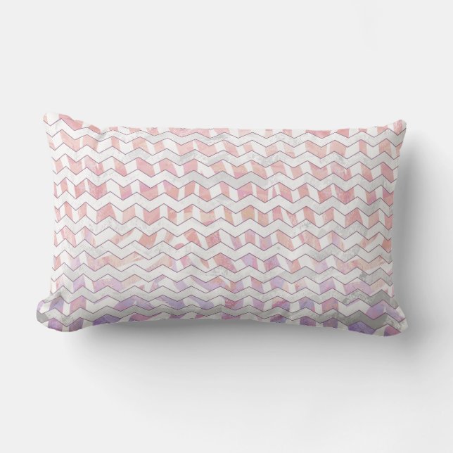 Zebra Roze en witte Chevron Kussen (Voorkant)