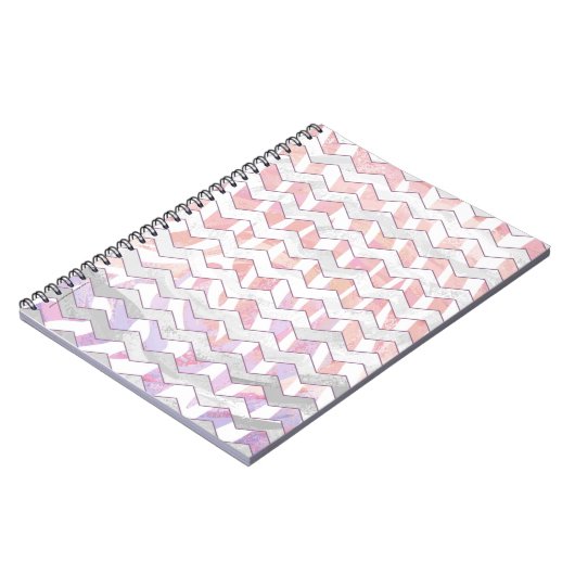 Zebra Roze en witte Chevron Notitieboek (Linkerzijde)
