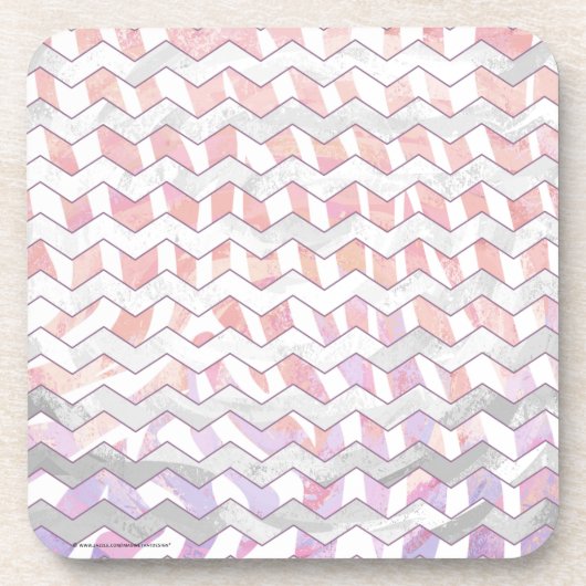 Zebra Roze en witte Chevron Onderzetter (Voorkant)