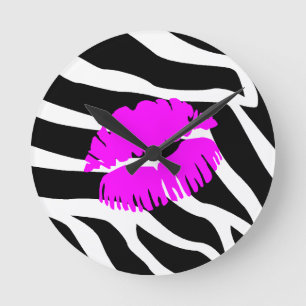 Zebra roze kus-klok ronde klok