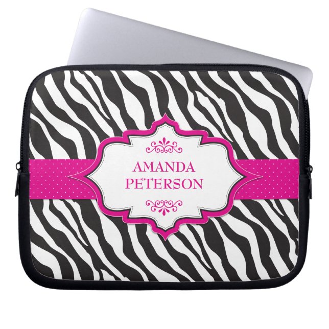 Zebra roze lint electronics tas (Voorkant)